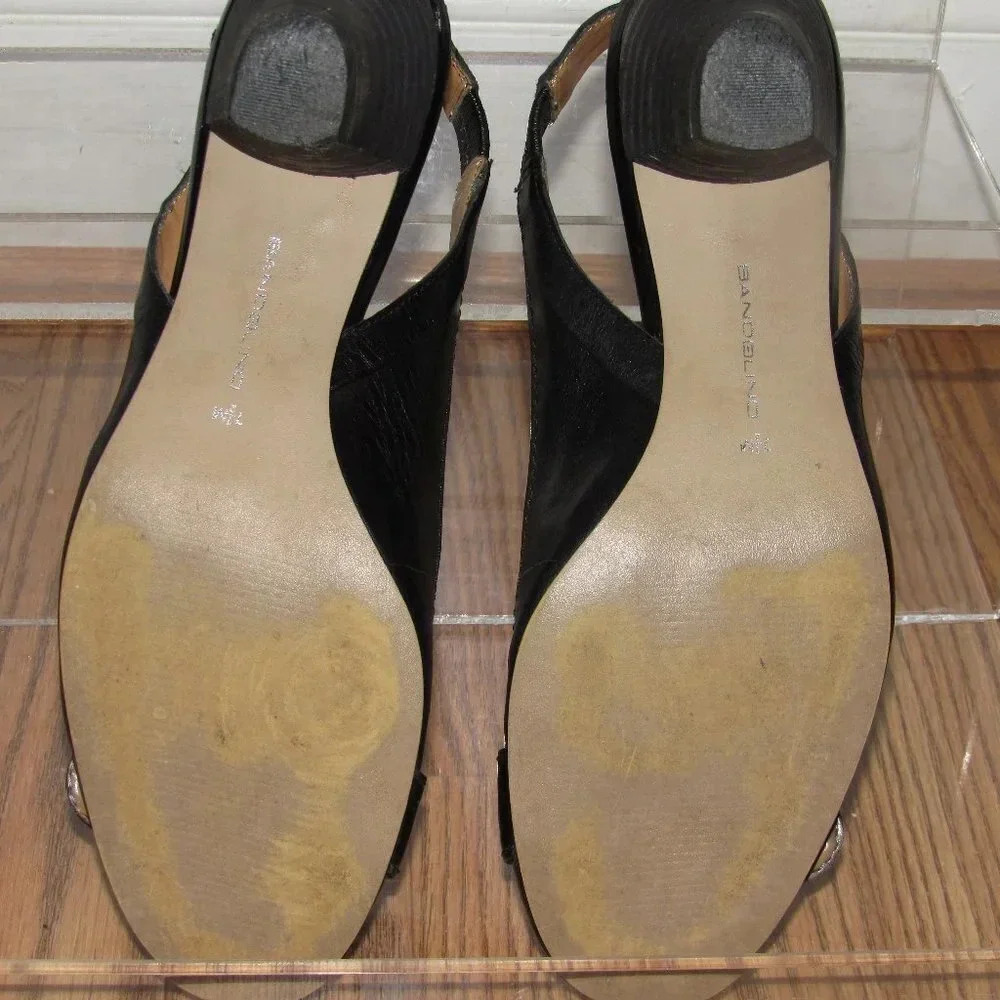 BANDOLINO Black Leather Slingback Buckle Shoes 7.5 - Picture 5 of 7